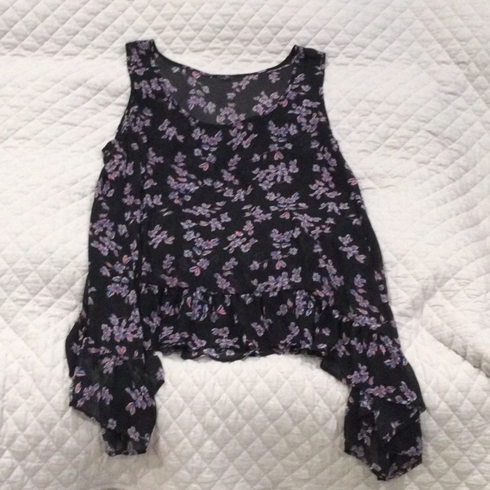 Torrid black floral sheer tank top size 3